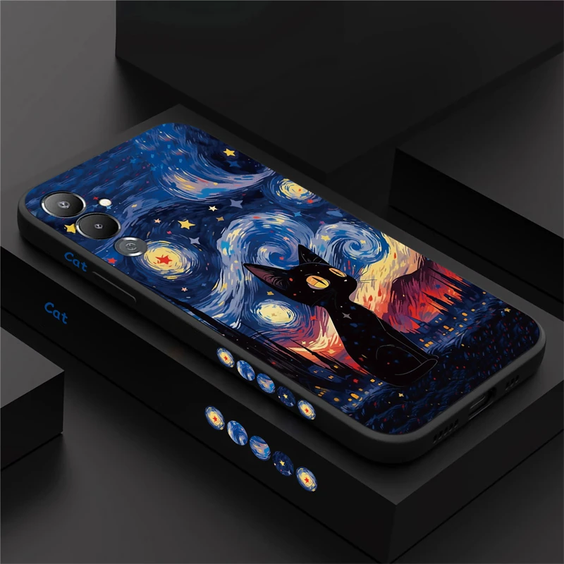 Pova 4 Звездное небо кот чехол для телефона Infinix Tecno Spark 10 7T 6 GO Camon 15 16 Pro Smart Power NEO