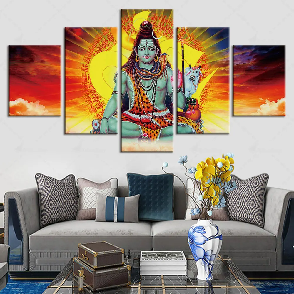

Artsailing Hinduism God Painting Printed 5 Piece Canvas Wall Art Poster Modular Cuadros Home Decor For Living Room Free Shipping