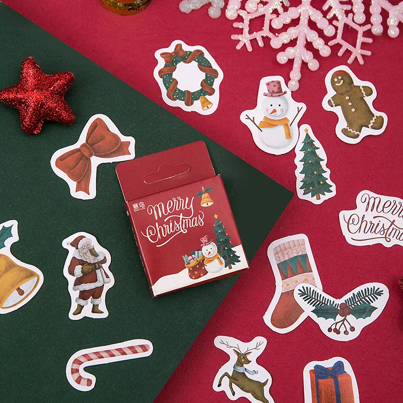 

40Packs Festive atmosphere Lawrence Christmas Season Boxed Stickers Handbook Album Items Decoration Scrapbooking Stickers