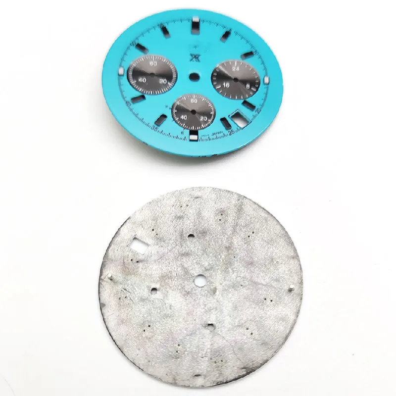 Watch accessories dial blue white yellow quartz VK63 movement hand six hands blue luminous 32.5mm dial watch mod  case Date