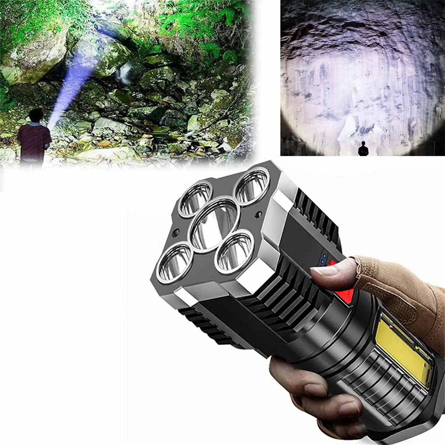

New Five-nuclear Explosion Led Flashlight Strong Light Rechargeable Super Bright Outdoor Multi-Function USB Handheld Searchlight