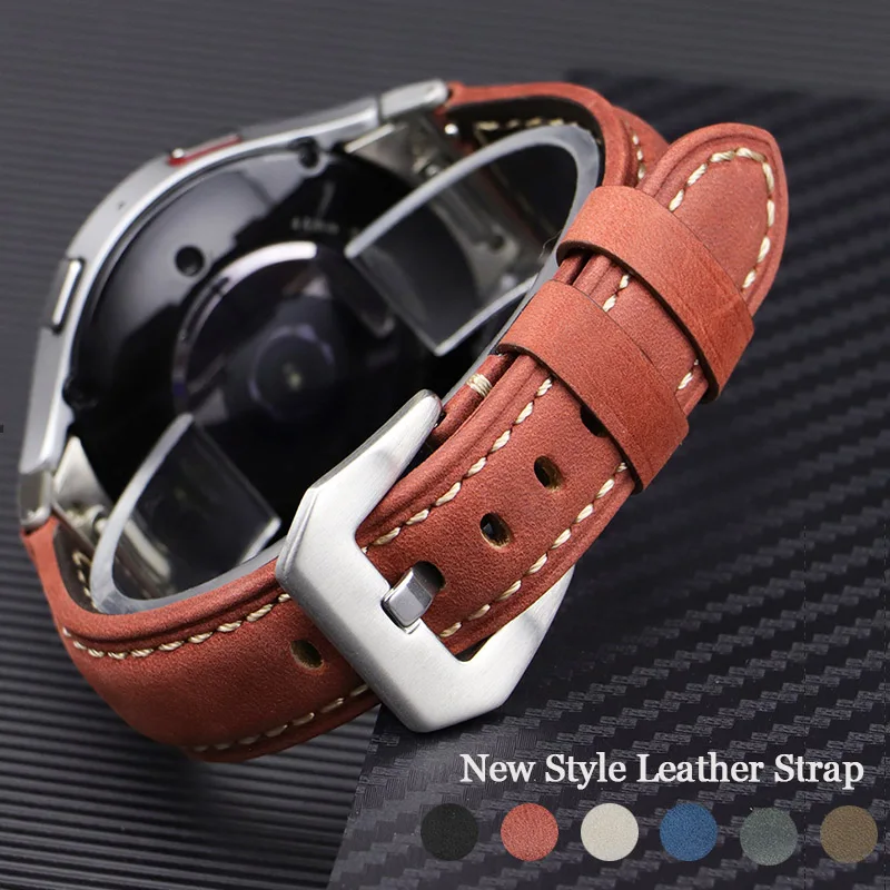 

Retro Genuine Leather Strap for Samsung Galaxy 6/4/5 40 44mm 6 Classic 47mm 43 42 46mm Quick Fit Band For Galaxy Watch 5Pro 45mm