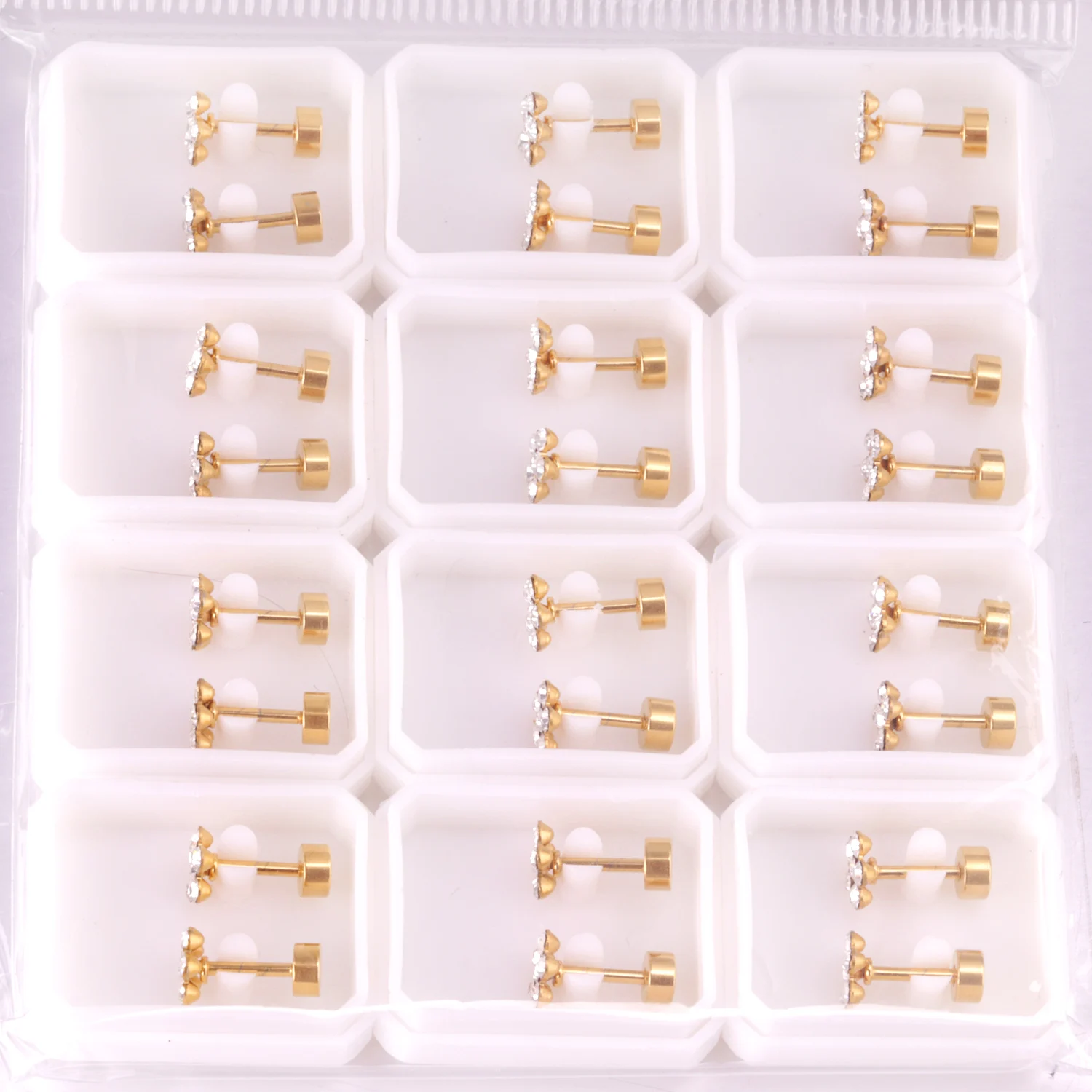 LUXUKISSKIDS 12pairs Colorful Cubic Zirconia Earrings Five Petals Flower Jewelry For Woman Babygirls Hypoallergenic Cute Jewelry