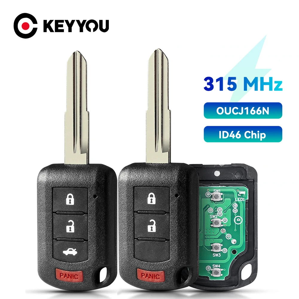 

Запасной пульт дистанционного управления KEYYOU 315 МГц ID47 2 + 1/3 + 1 кнопка для Mitsubishi Eclipse Lancer 2018 2019 2020 P/N: 6370C135