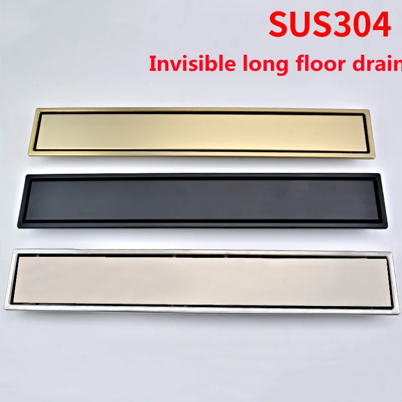 

Невидимый прямоугольный Слив для пола, черный, матовый, золотистый, для душевой кабины, большой объем, дезодорант, удлиненная щетка, слив 304