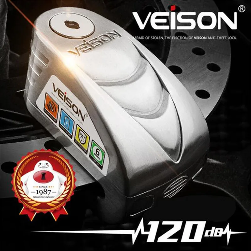 

VEISON Motorcycle Alarm Waterproof Bike Alarm Quad Lock Scooter Disc Bicycle Lock Motorcycle Anti-theft MotoPadlock Accessories