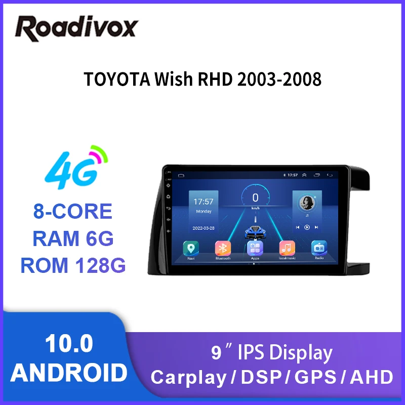 

9" android 10.0 car radio for TOYOTA Wish RHD 2003-2008 video gps navigation player multimedia autoradio stereo head unit