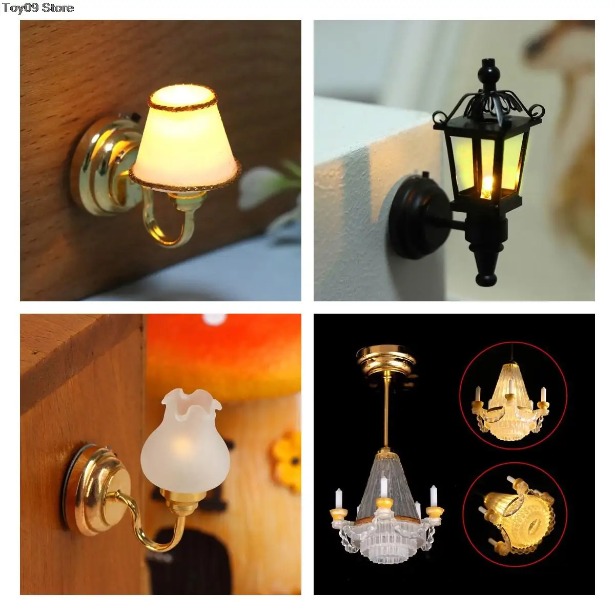 

Новый стиль 1/12 миниатюрный кукольный домик Потолочный светильник Настенный светильник Настольная лампа мини светодиодный светильник Дома...