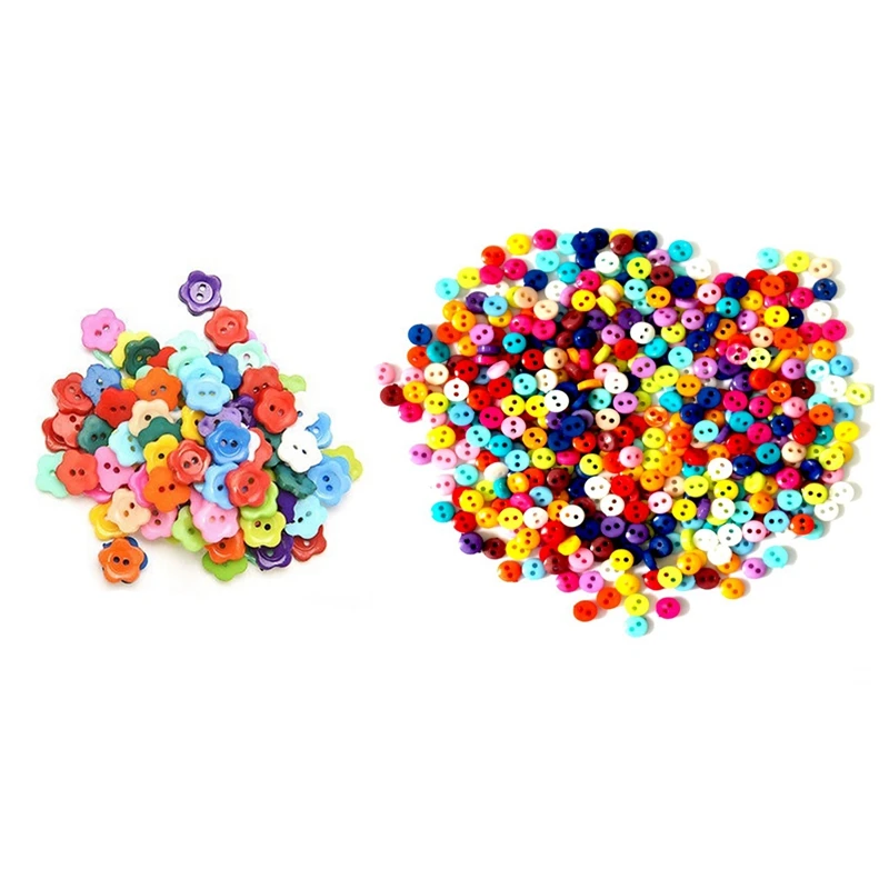 700 кнопок: 600 круглых миниатюрных пуговиц из смолы диаметром 6 мм для шитья, декоративных пуговиц для скрапбукинга и 100 пластиковых на.