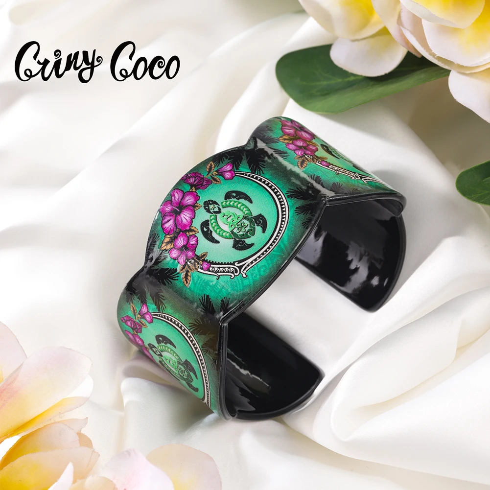 

Cring Coco New Designer Sea Turtle Bracelet Jewelry Hawaiian Island Hand Bangles Women's Acrylic Bracelets Bangle for Women