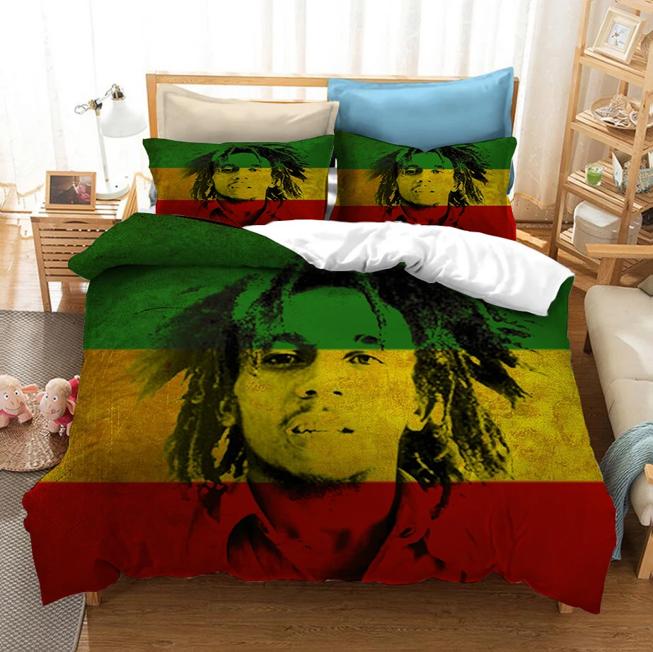 

Bob Marley 3D Printed Bedding Set Duvet Covers Pillowcases Comforter Bedding Set Bedclothes Bed Linen(NO sheet)