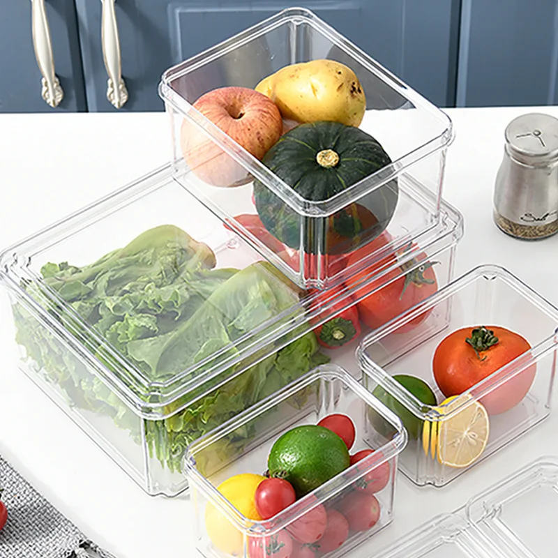 

Clamshell storage box PET transparent plastic storage box kitchen rectangular refrigerator storage box home organization