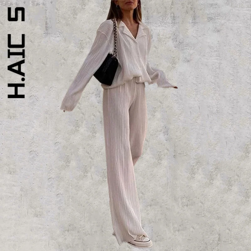 

H.Aic S New Women Set Sexy Women's Pants Retro Long Pants Tops And Pants Womens 2 Piece Set Vintage Elegant Women's Warm Suit