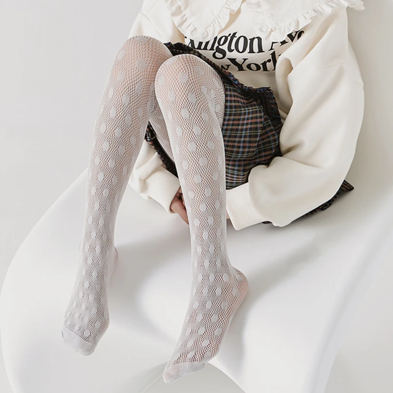 

Spring Summer Autumn Mesh Thin Baby Girls Pantyhose Kids Princess Tights Children Stockings White Beige Gray Dot Soft Hosiery