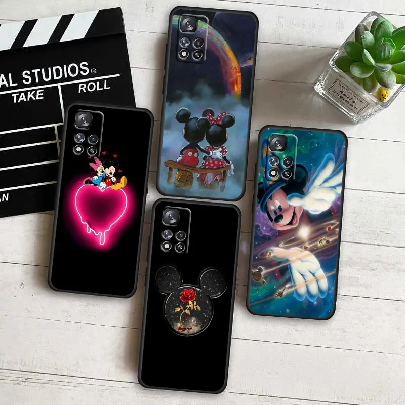 

Love Art Mickey Minnie Mouse For Xiaomi Redmi Note 12 10 11 9 Pro Plus Speed 11E 11S 10S 9T 8 5G Black Phone Case Cover