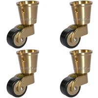 4pcs 1inch brass rubber cup caster swivel wheel furniture roller table chair mute cup caster protection legs lc203