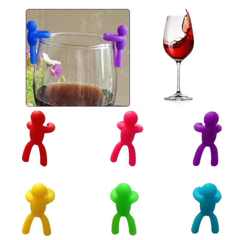 

6Pcs/set Silicone Wine Glass Marker Creative Silicone Glass Marker Drinking Glass Identification Cup Labels Tag Signs For Party