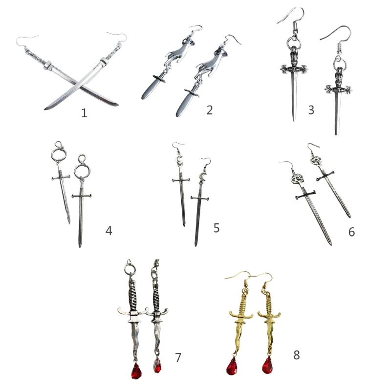 

Punk Knife Dangle Earrings Jewelry Unique Long Sword Drop Earrings