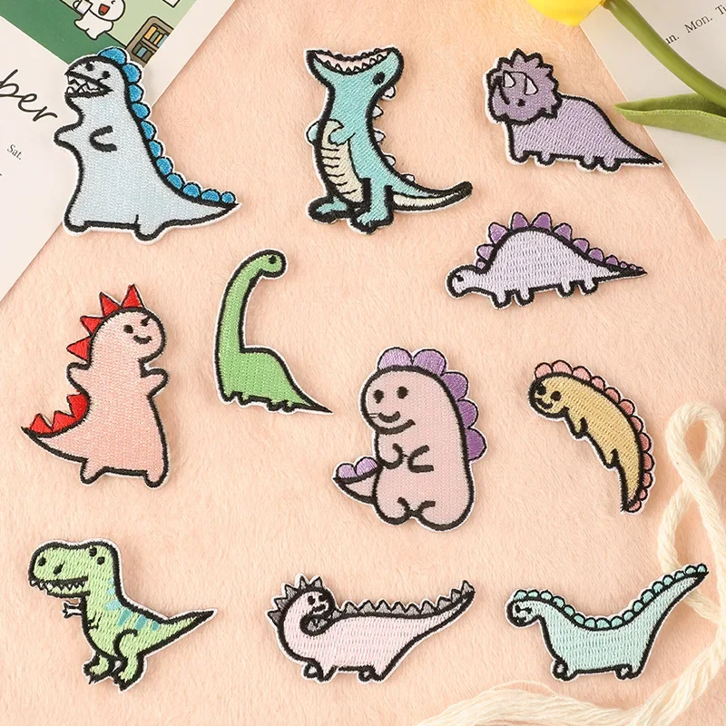 Нашивка для вышивки Dooly тканевая наклейка с изображением динозавра компьютерная