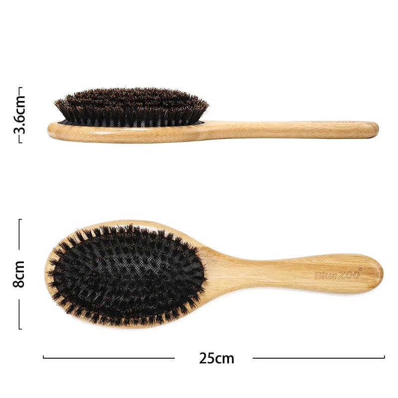 

Hair Brush Natural Bamboo Handle Boar Bristles Anti-static Hair Scalp Paddle Hairbrush Gasbag Massage Comb Hair Care