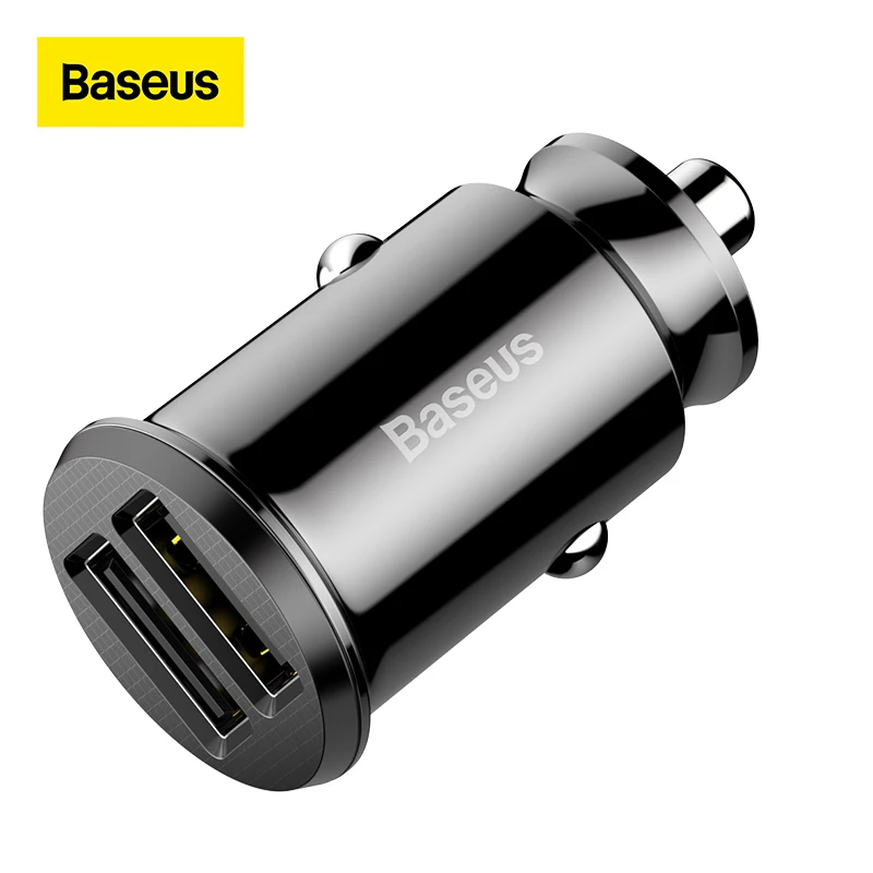 

Автомобильное зарядное устройство Baseus, 2 x USB-A, 15 Вт, 5 В, 2.1/2.4 А, для разъема прикуривателя, цвет черный, белый