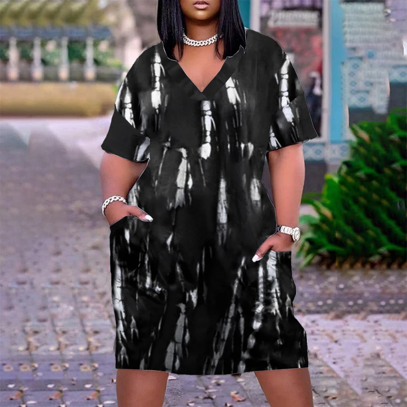 

Платье женское пляжное с коротким рукавом, Модный повседневный пикантный вечерний винтажный сарафан с V-образным вырезом, уличная одежда, л...