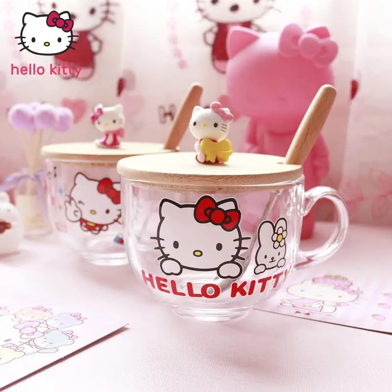 

TAKARA TOMY Hello Kitty молочная чашка милая девочка T овсянка чашка с крышкой Ложка большая емкость молочная чашка для чая