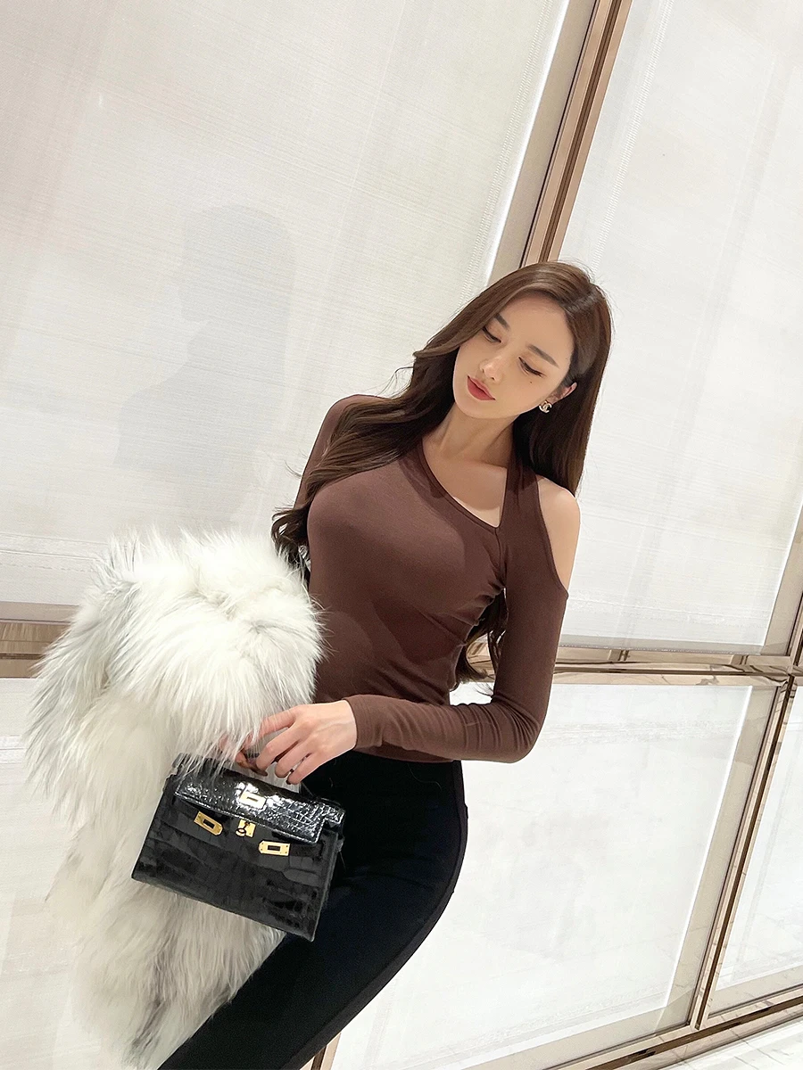 

2022High-quality cotton long-sleeved T-shirt women's autumn all-match lettering loose bottoming shirt top slim fit