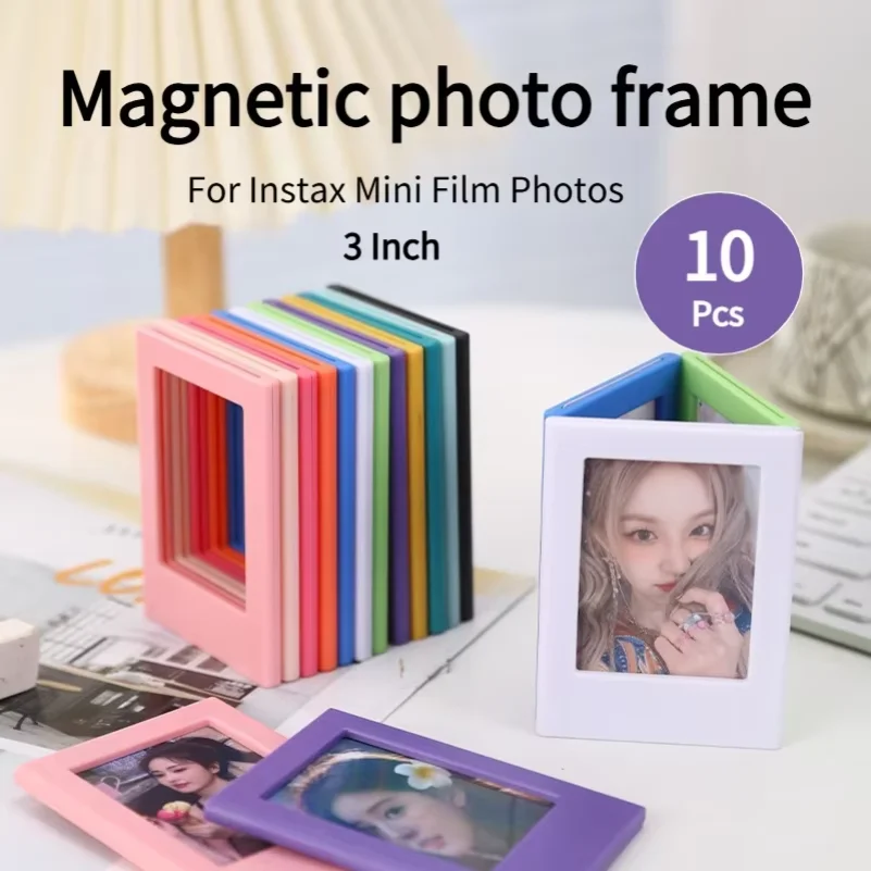 Фото Набор из 10 магнитных фоторамок Instax Mini |   Магнитный держатель для карточек на холодильник в стиле Ins, креативный, милый, для моментальных фото 3 дюйма №2