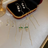 silver needle geometric zircon crown grape leaf eye ear line fashion design temperament all match earrings earrings women