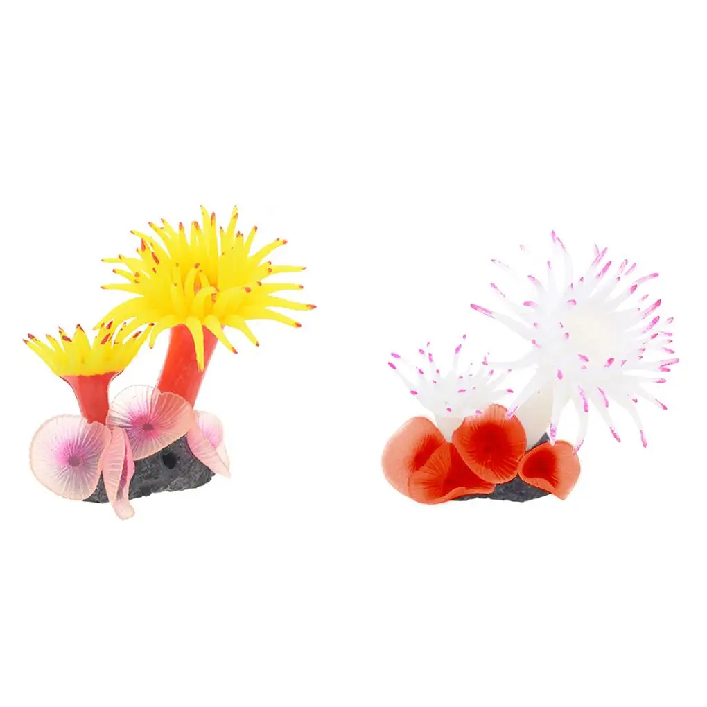 

Aquarium Fish Tank Silicone Coral Anemone Plant Decoration Boutique Concrete Base Simulation Plants Ornaments