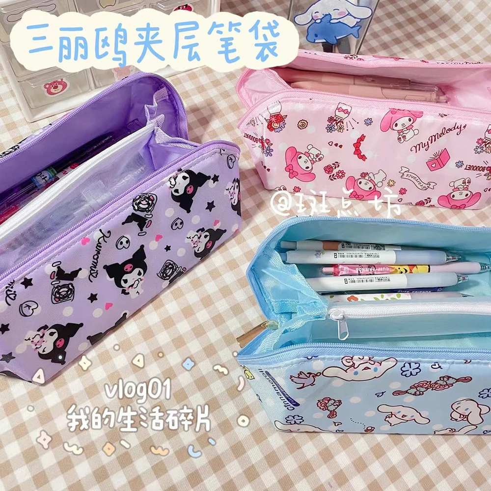Sanrioed аниме Kawaii Мультфильм Kuromi Cinnamoroll пенал милый большой вместительный