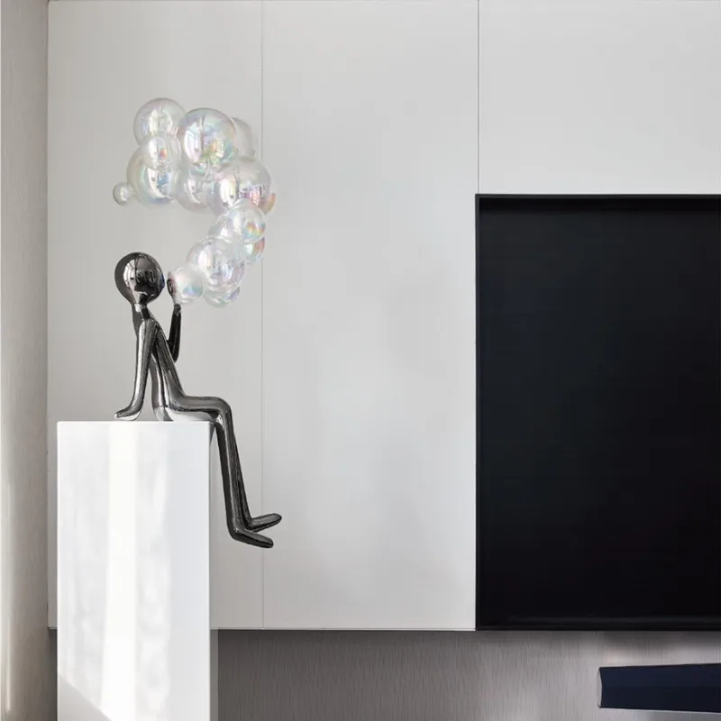 

Floor Character Bubble Blowing Sculpture Cartoon Sales Office Lobby Light Luxury Soft Decoration Art Device Decoration