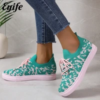 womens casual shoes 2022 autumn fashion knitted fabrric lace up ladies running shoes outdoor breathable female trendy sneakers