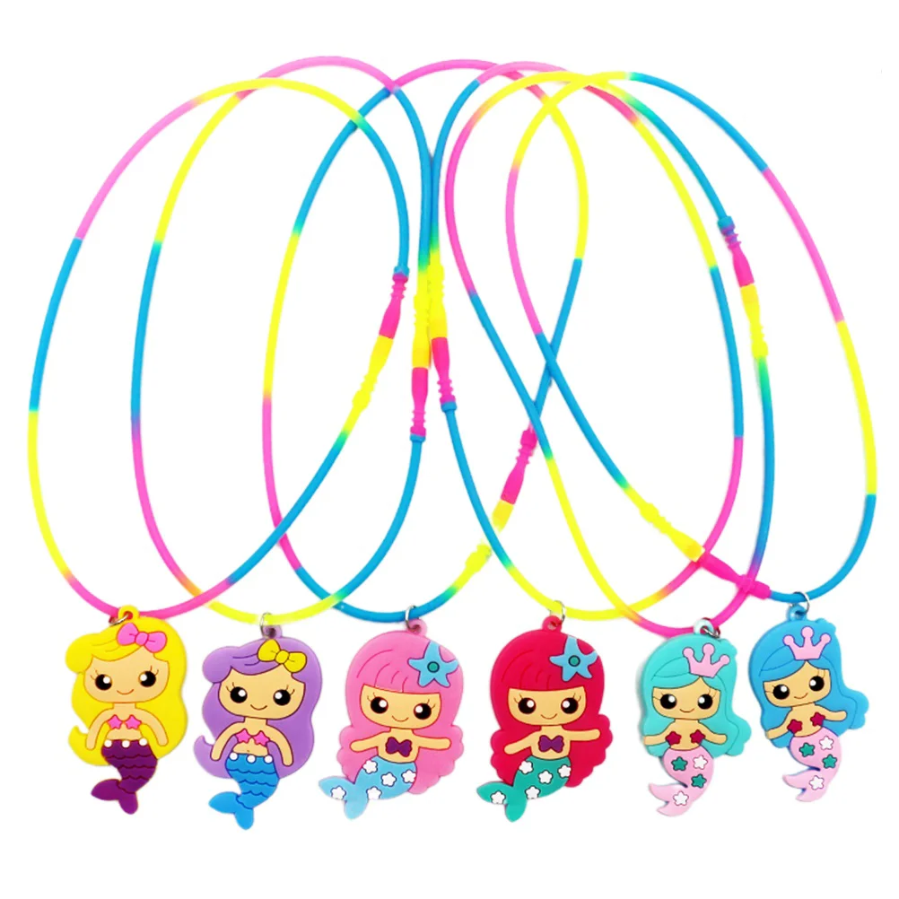

Mermaid Necklacecostume Jewelry Party Suppliesgirl Pendant Dresskids Stretchy Chunky Charm Pretend Play