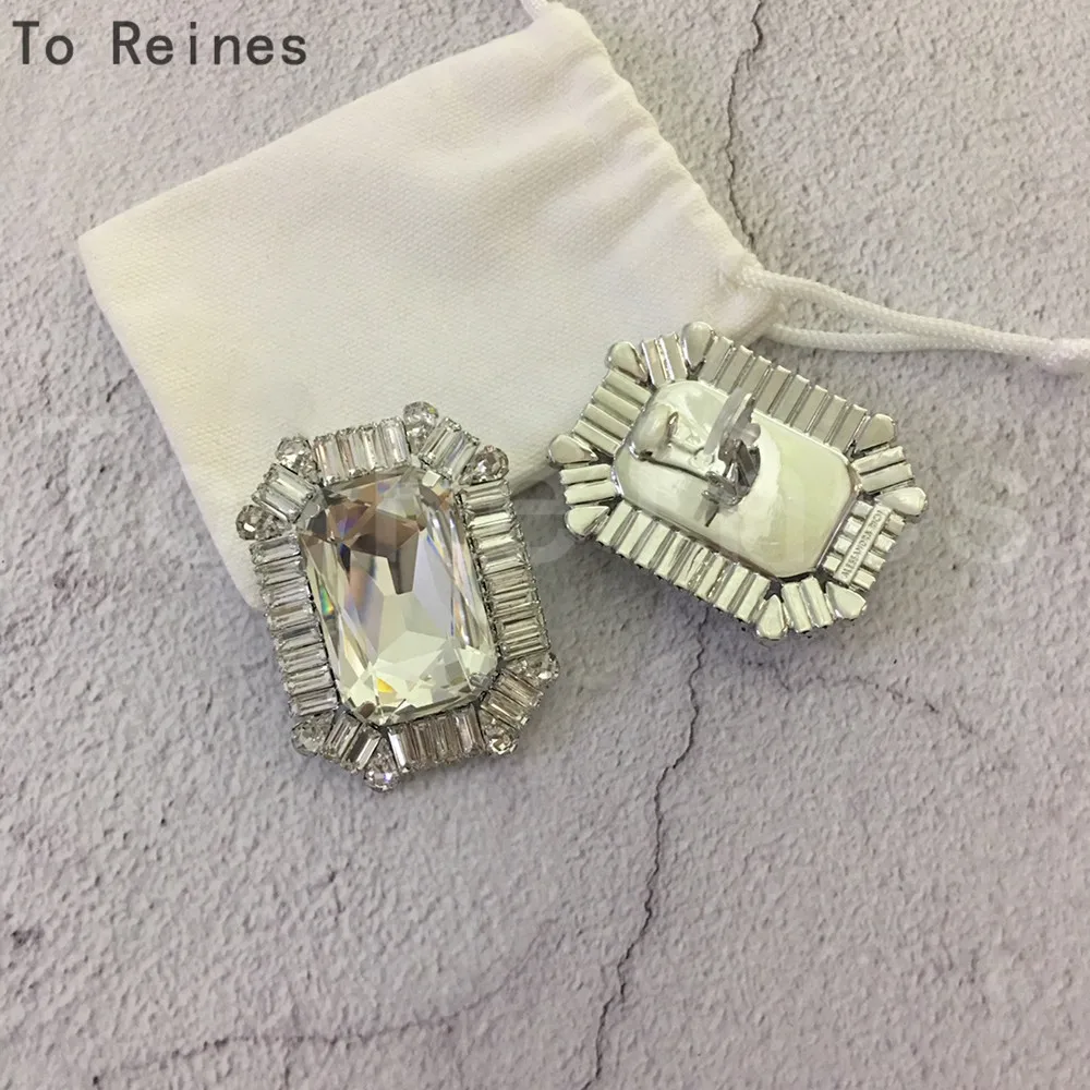 To Renies элегантные геометрические большие серьги-клипсы с цирконием французские