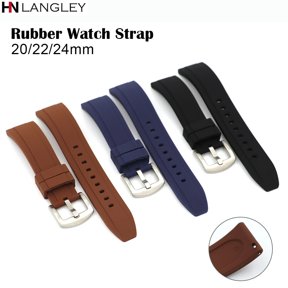 

Ремешок резиновый для часов 20 мм 22 мм 24 мм, Силиконовый водонепроницаемый браслет для мужских спортивных часов Seiko, быстросъемный браслет для Huawei
