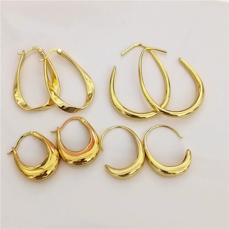 Новинка 2024 Модные Позолоченные геометрические серьги-гвоздики для женщин и