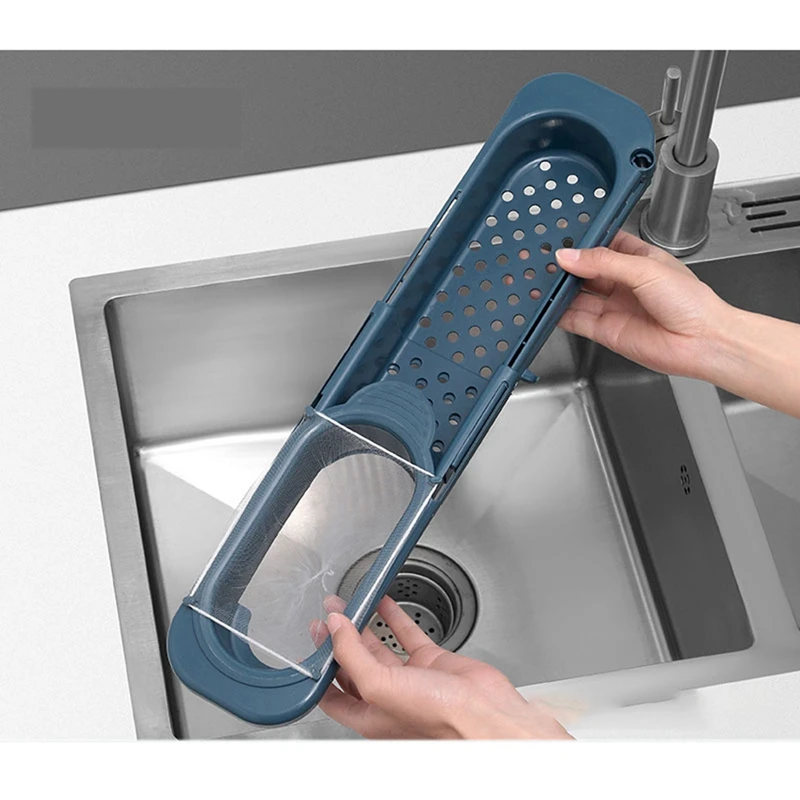 

Telescopic Sink Organizer Tray Sponge Holder Soap Towel Storage Basket Drain Rack Sink Drain Shelf Kitchen Accessories