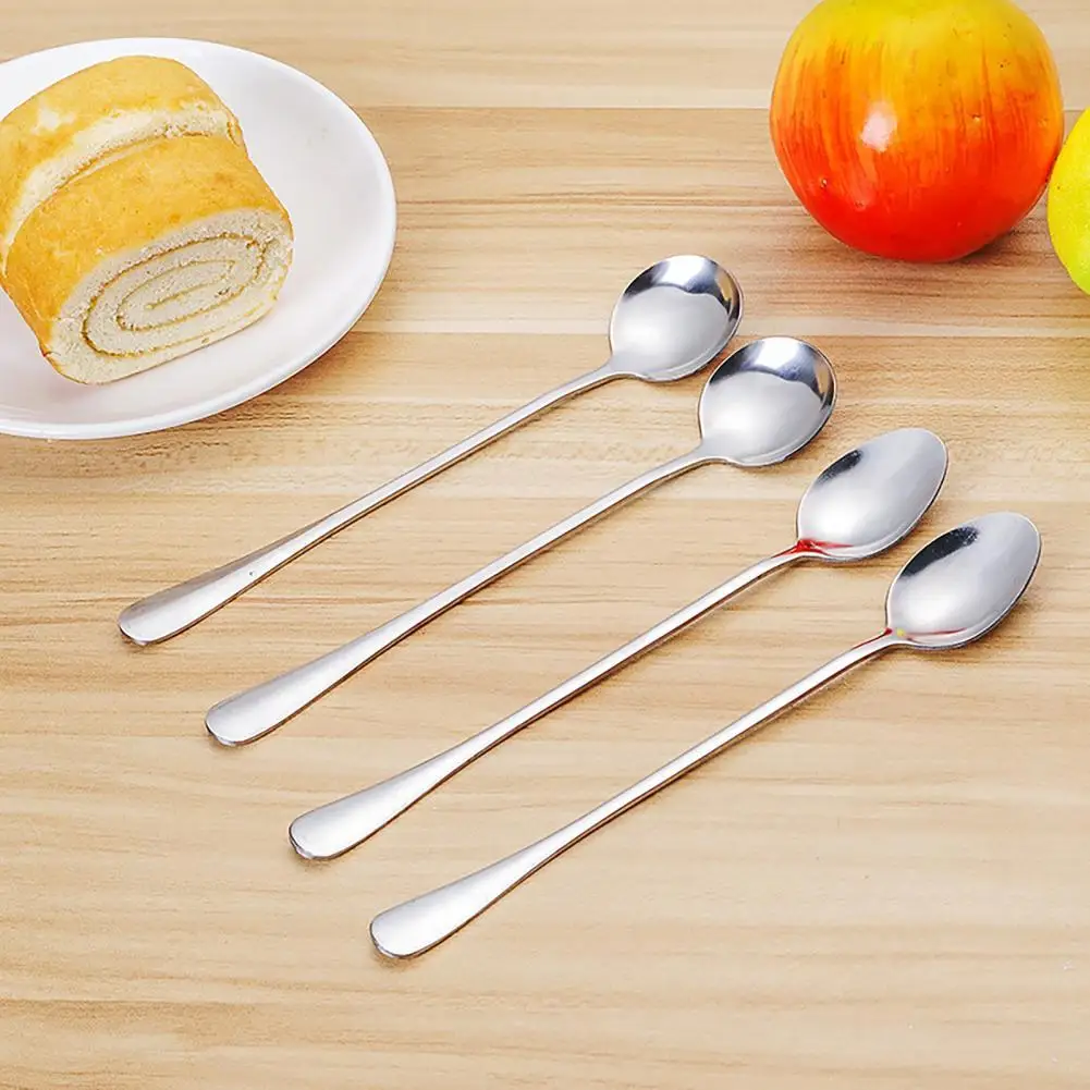 

2Pcs Dessert Spoons Food Grade Rust-proof Stainless Steel Milk Coffee Dessert Honey Soup Spoon Cutlery Kitchen Supplies