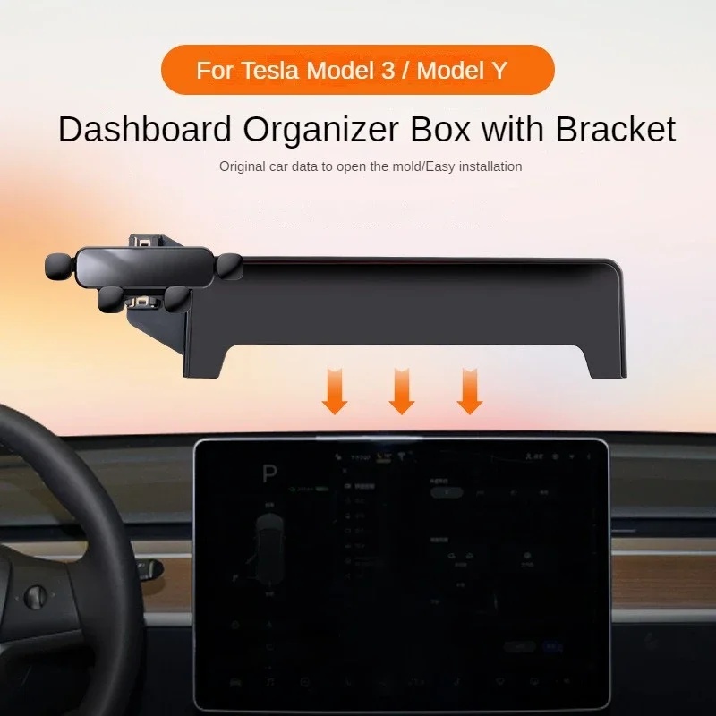 

For Tesla Model 3/Model Y 2017-2022 Car Dashboard Storage Box Organizer Tray Gravity Mobile Phone Holder Sundries Organizer Box