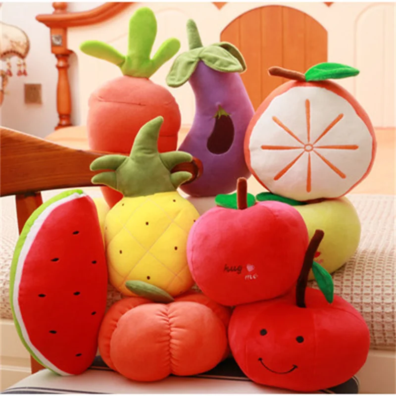 

23cm Kawaii Fruit Vegetable Plush Toys Apple Banana Strawberry Pepper Orange Watermelon Carrot Pineapple Cherry Stuffed Toys