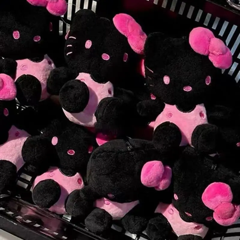 Подвеска в виде плюшевой сумки Милая Черная кожа бант кошки брелок Yk2 мягкая