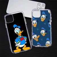 donald duck phone case transparent for iphone 13 12 11 pro max mini xs max 8 7 plus x se 2020 xr cover