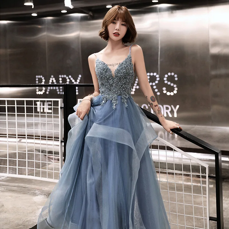 

Elegant Bandeau Sleeveless High Waist Sexy Backless Sequin Rhinestones Fluffy Mesh DressWomen Xmas Long Dress Blue Red Black