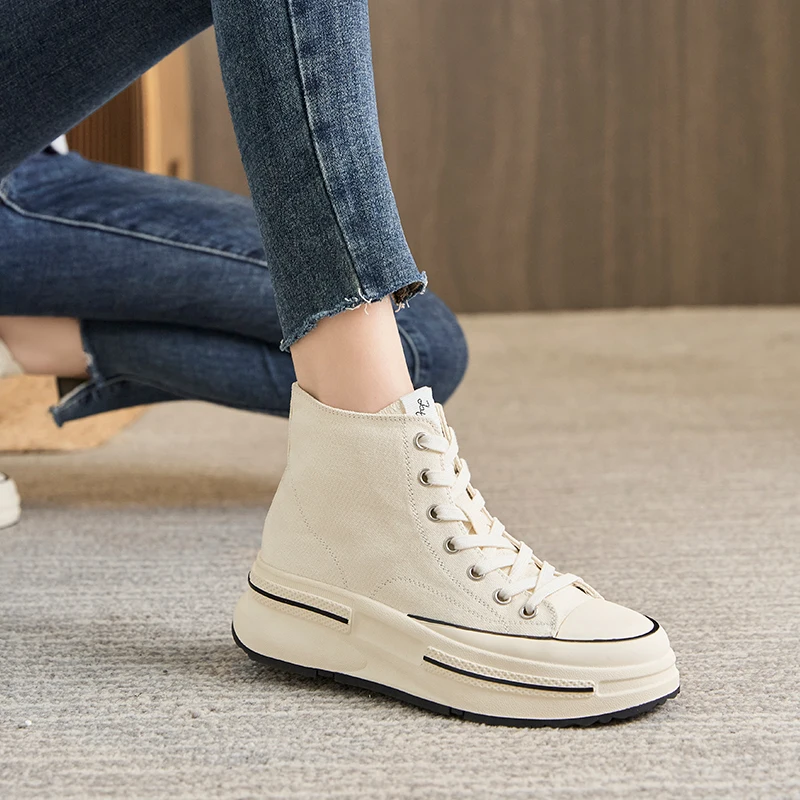 Canvas Shoes Women's Platform Shoes 2023 New Spring And Autumn Burst Model European Station Sports Shoes Leisure Board