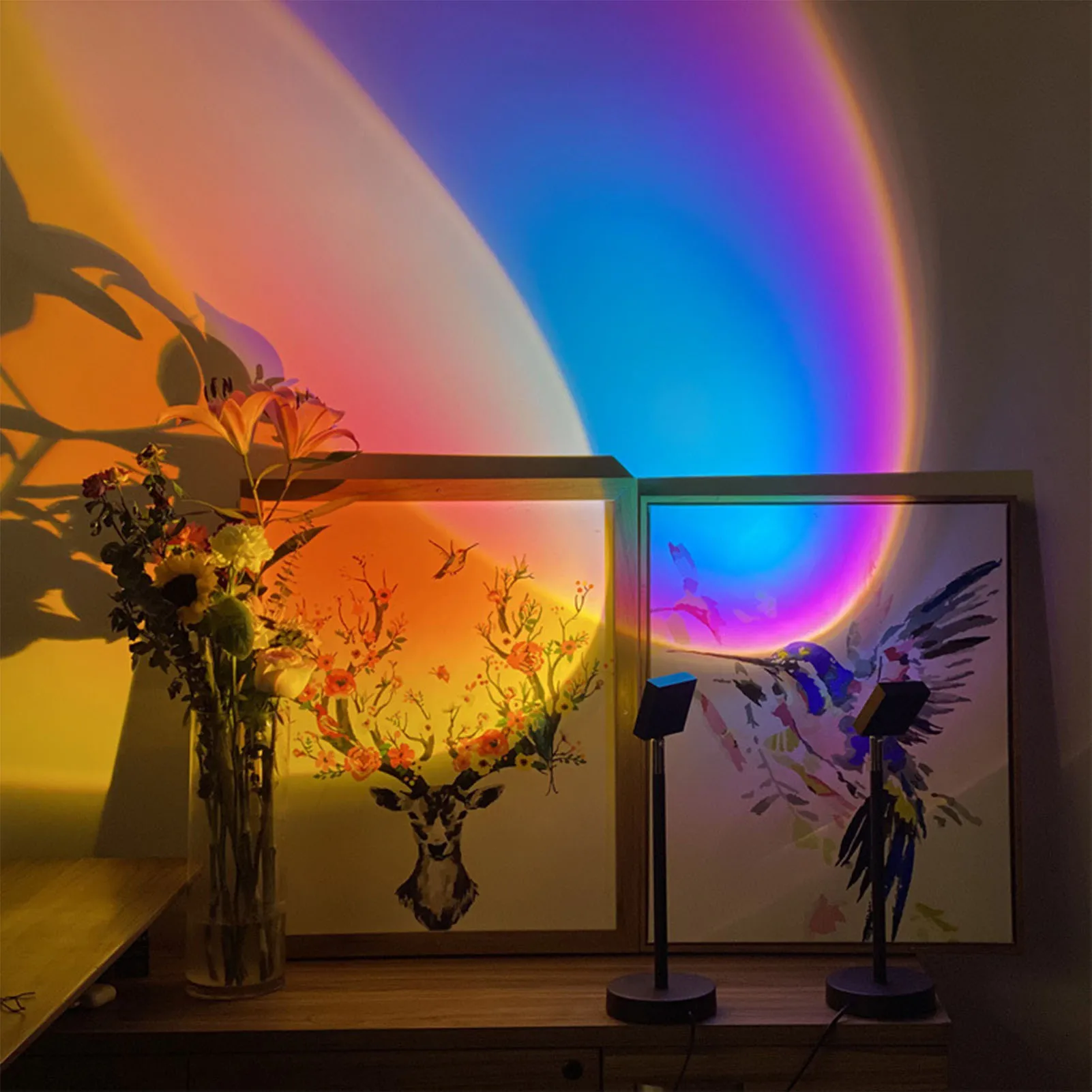 

LED Light Rainbow Sunset Projection 180 Degree Rotation Rainbow Projection Lamp For Home Decoration Living Room Bedroom Lamps
