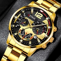 2022 mens sports watches luxury stainless steel quartz wrist watch calendar luminous clock men business casual relogio masculino