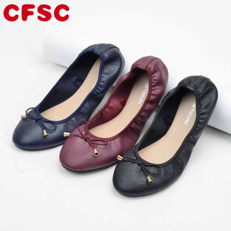 

2022 Women Leather Breathable Ladies Comfortable Ballet Flats Fashion Slip on Shallow Loafers Office Flat Boat Shoes