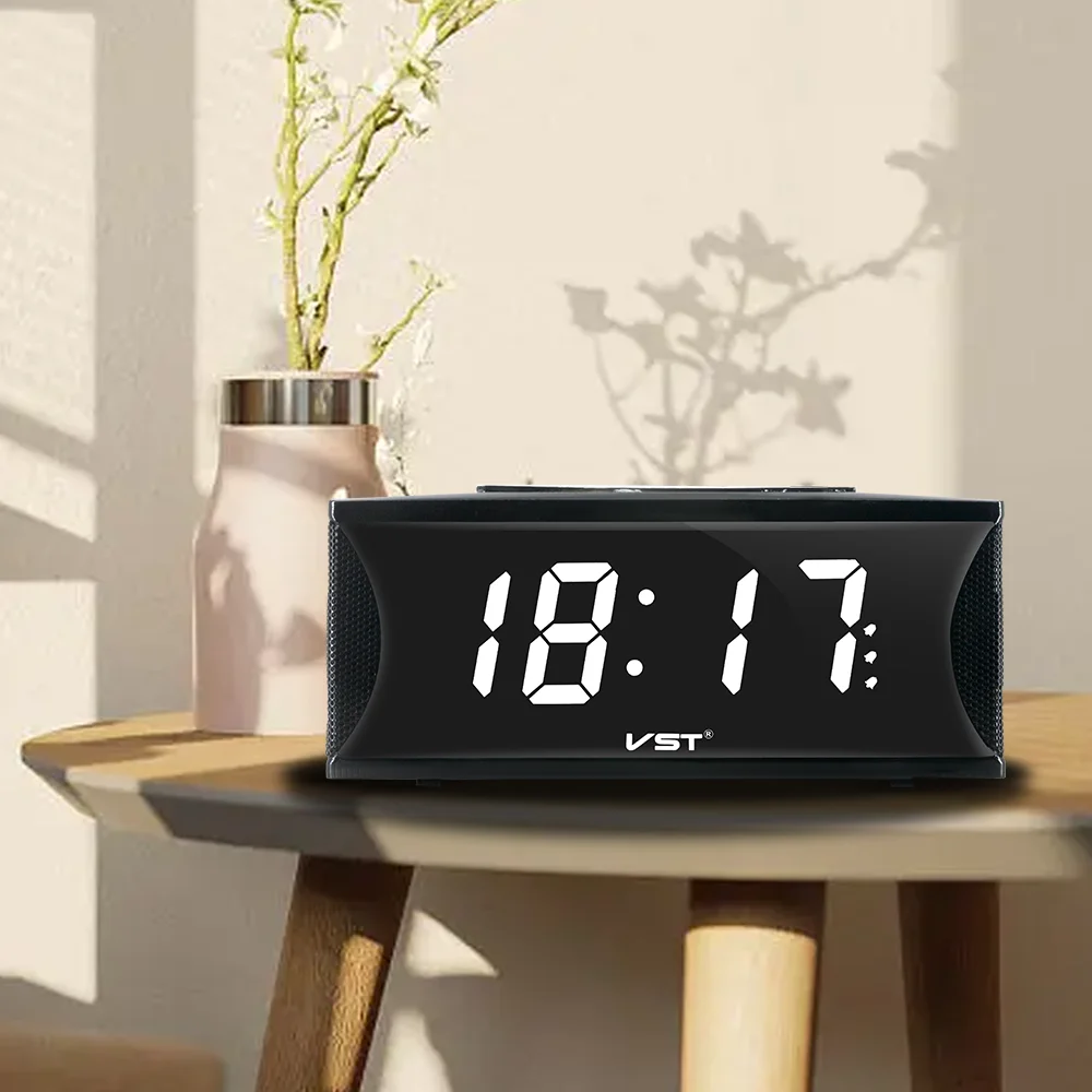 

5 Minutes Snooze Digital Alarm Clock Brightness Adjust Night Mode Desktop Table Clock 12/24H LED Alarm Clocks For Bedroom Home